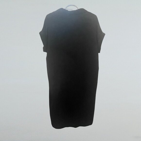 Frank & Oak Black Button Down Midi Shirt Dress Caftan Crinkle Minimalist L - Picture 6 of 8